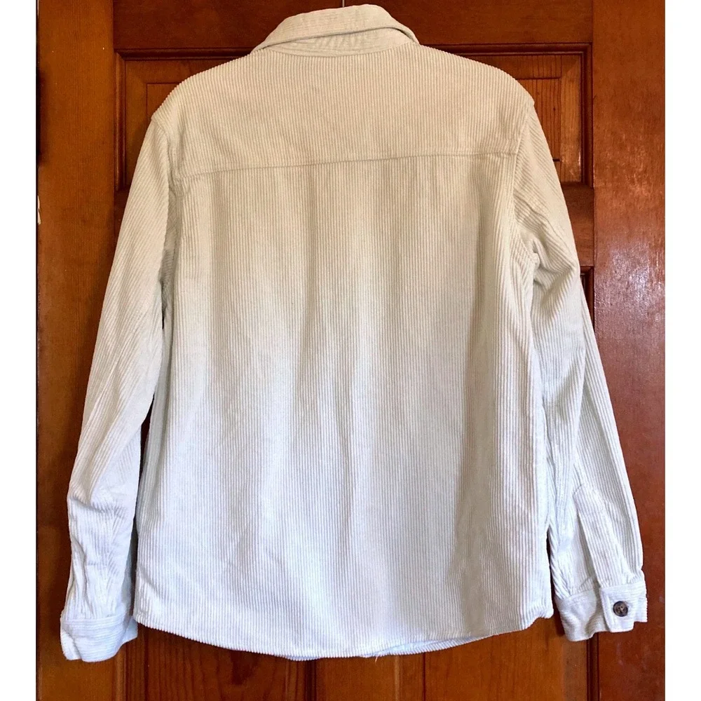 Buffalo David Bitton Womens M Cream Corduroy Button Front Shacket Shirt Jacket